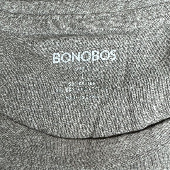 Bonobos Shirt Men Large Slim Fit Gray Tan Heather Everyday Basic Layering Casual - Picture 5 of 6